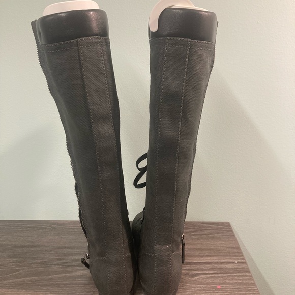 Zanotti knee high coated cotton leather versatile boots - Picture 5 of 16